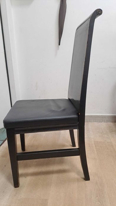 Krzesła czarne Almi Decor skórzane 80 sztuk lite drewno