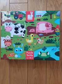 Sensoryczne puzzle Janod 20 elementów puzzle tactile Farma