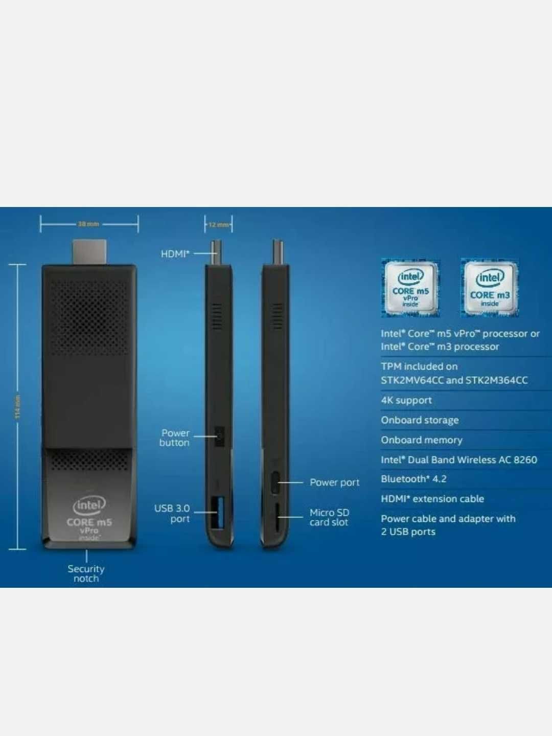 МИКРОКОМПЬЮТЕР Intel Compute Stick  STK2M364CC M3-6Y30/4GB/64/WIN 10