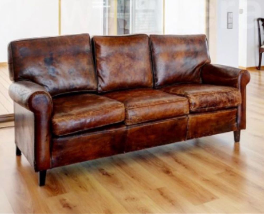 Sofas de couro castanho natural