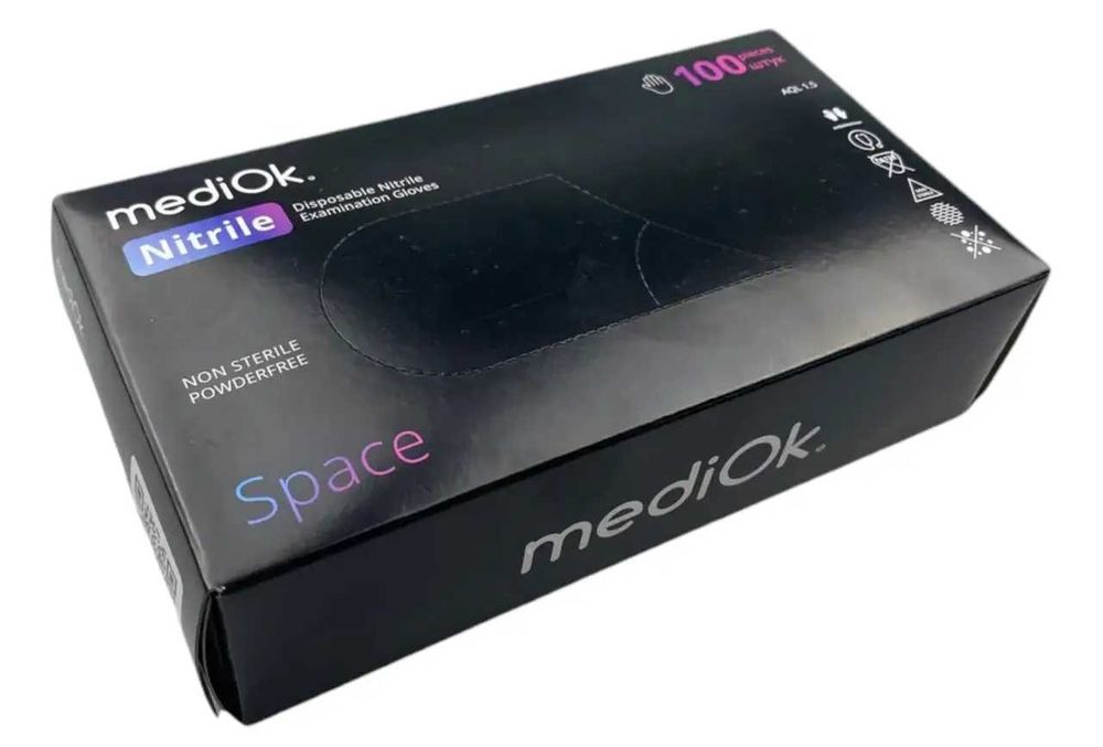 Рукавички нітрилові MediOK Black Space XS,S,M,L,XL (50пар) чорні