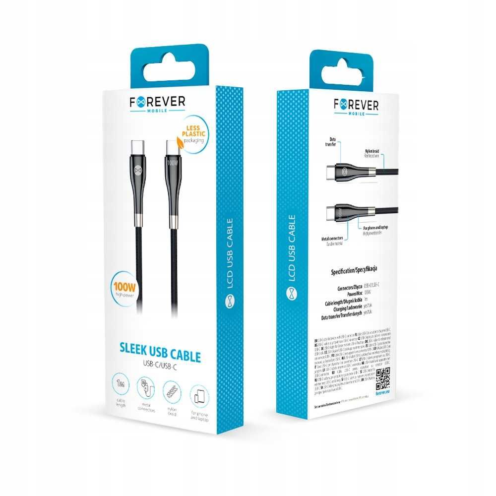Forever kabel  USB Typ C - USB Typ C 1m 100W czarny