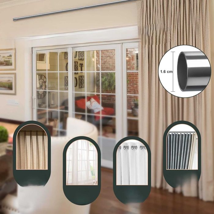 Regulowany karnisz okienny 76-226 cm – metalowy, srebrny