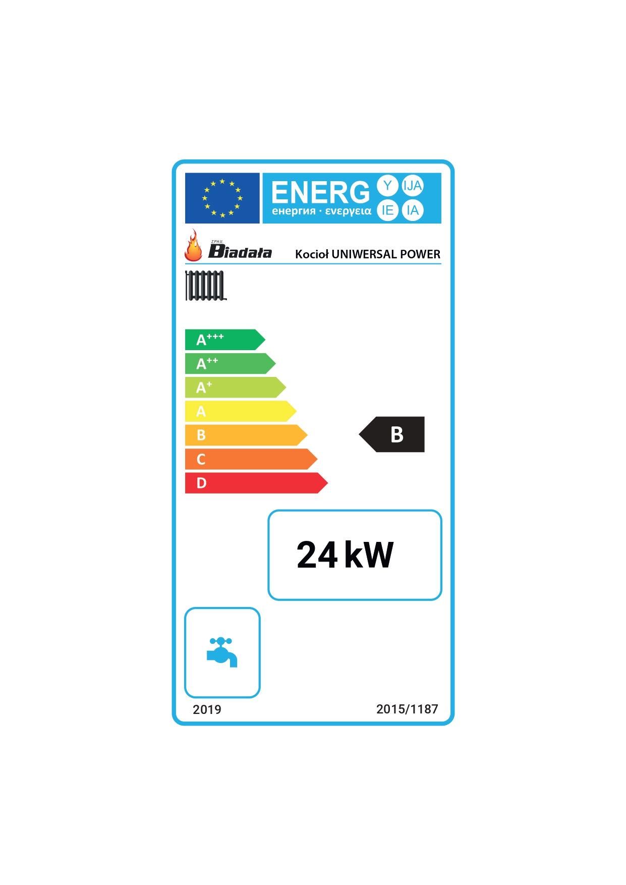 Kocioł, Piec - pellet, drewno, ekogroszek. Uniwersal Power 24 kW.