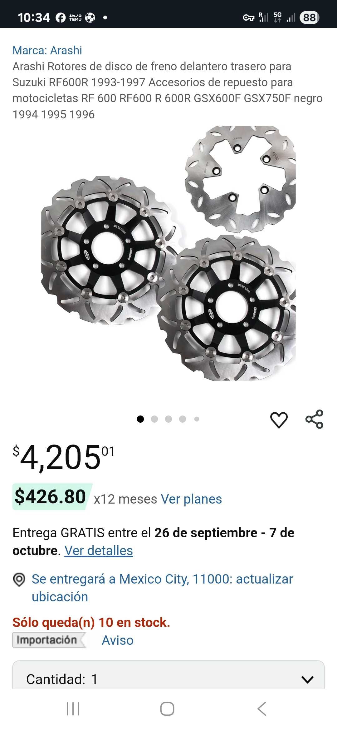 Discos freios dianteiros e traseiros moto