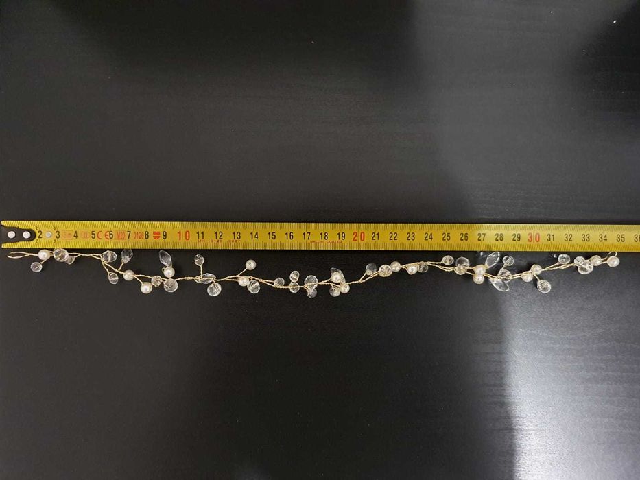 Opaska, ozdoba do włosów ślubna z perełkami i szkiełkami