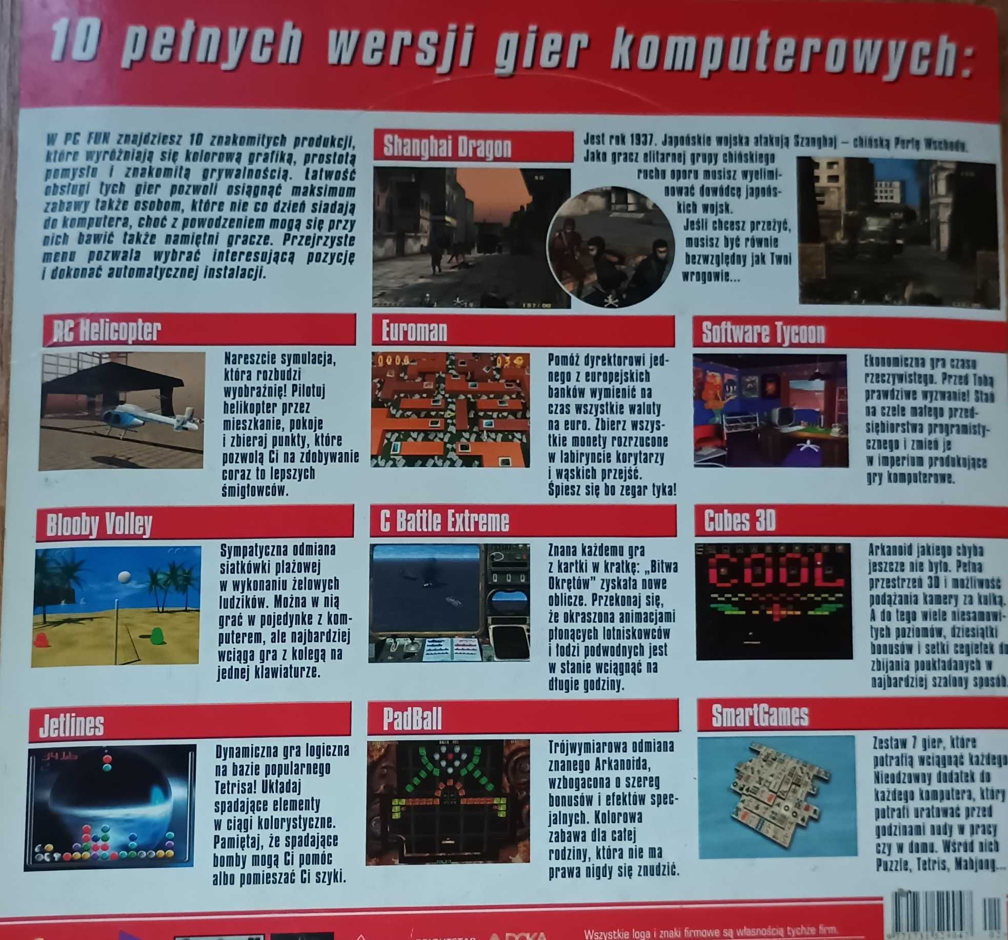 10 gier retro PC Fun 5 z 5/2004 Shanghai Dragon, Software Tycoon
