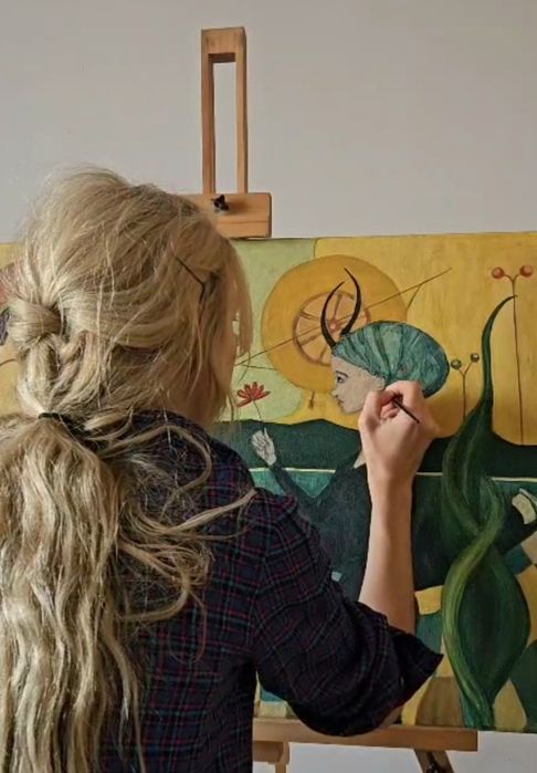 "W-naturzenie", obraz akrylowy na płótnie, surrealizm