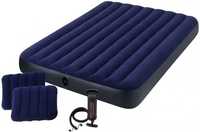Матрац надувний двомісний з подушками Intex 64765 152х203х25 см, синій