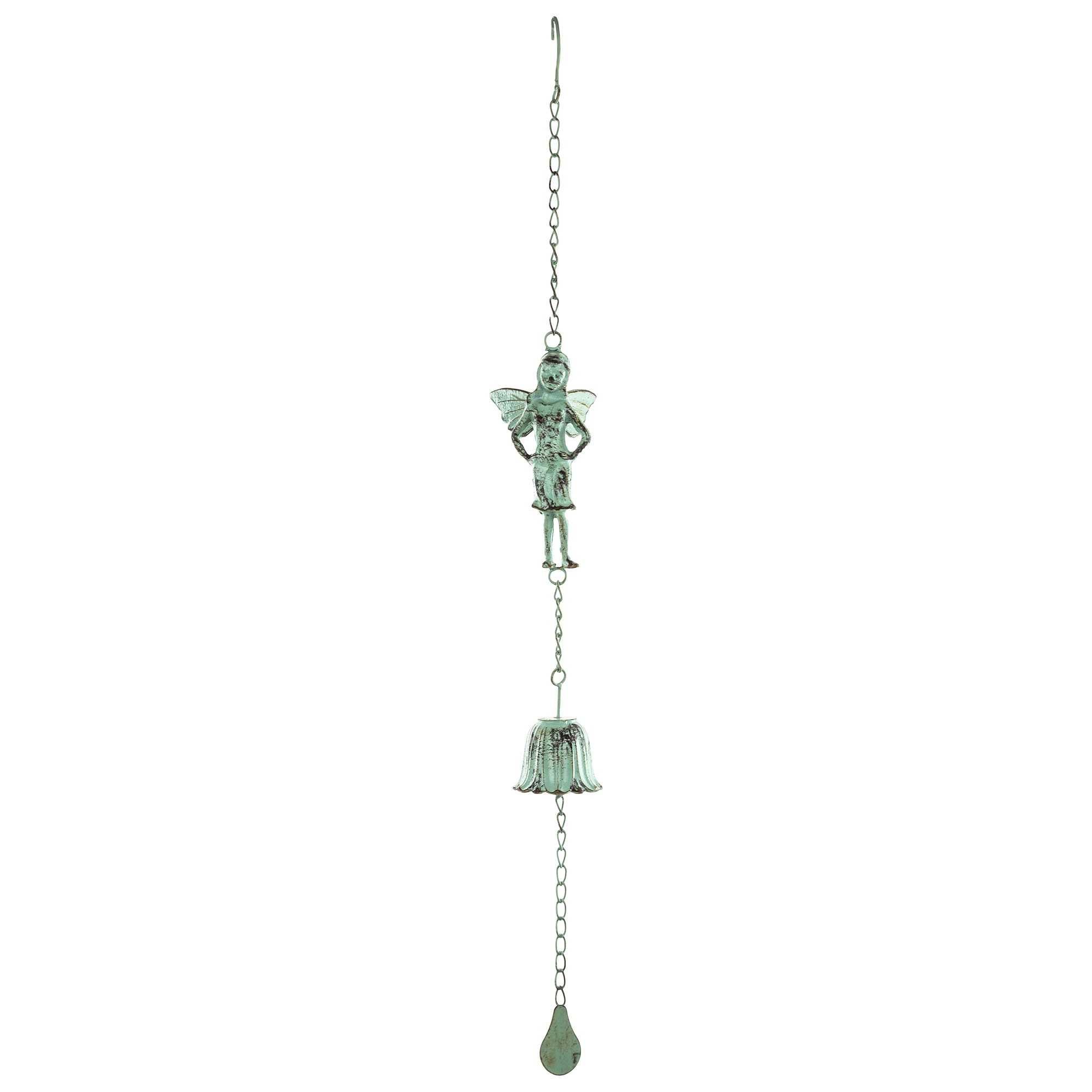 Dzwonek żeliwny z wróżką turkusowy h90cm. 158693
