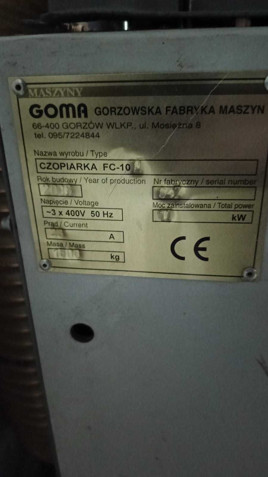 Frezarka GOMA, czopiarka FC- 10 2008r