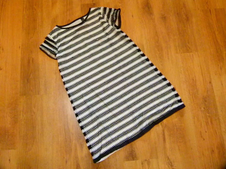 Cotton Club sukienka klasyczna czarna biała siateczka rozm 40 L