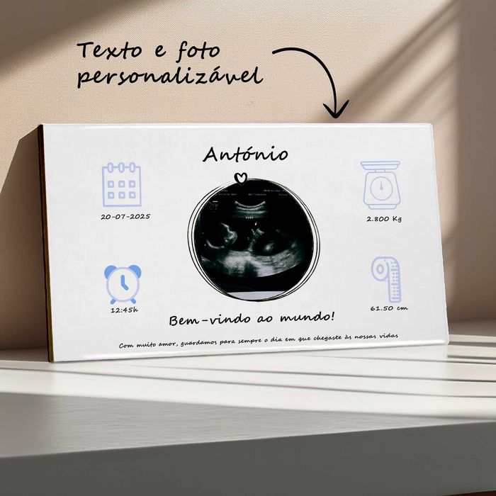 Azulejo personalizado – nascimento do bebê (dados do bebê e foto)