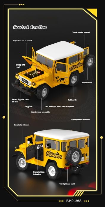 Carro RC Crawler Toyota Land Cruiser FJ40 1/16 HG4-50 proporcional