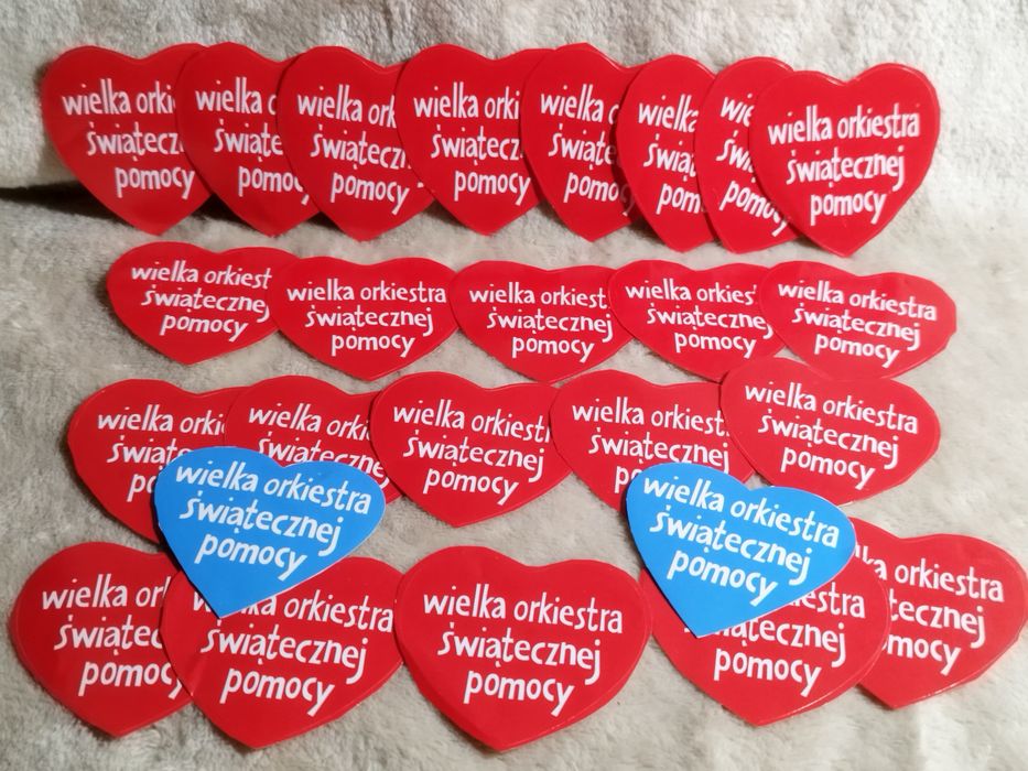 WOŚP - Naklejki serduszka - 25  naklejek