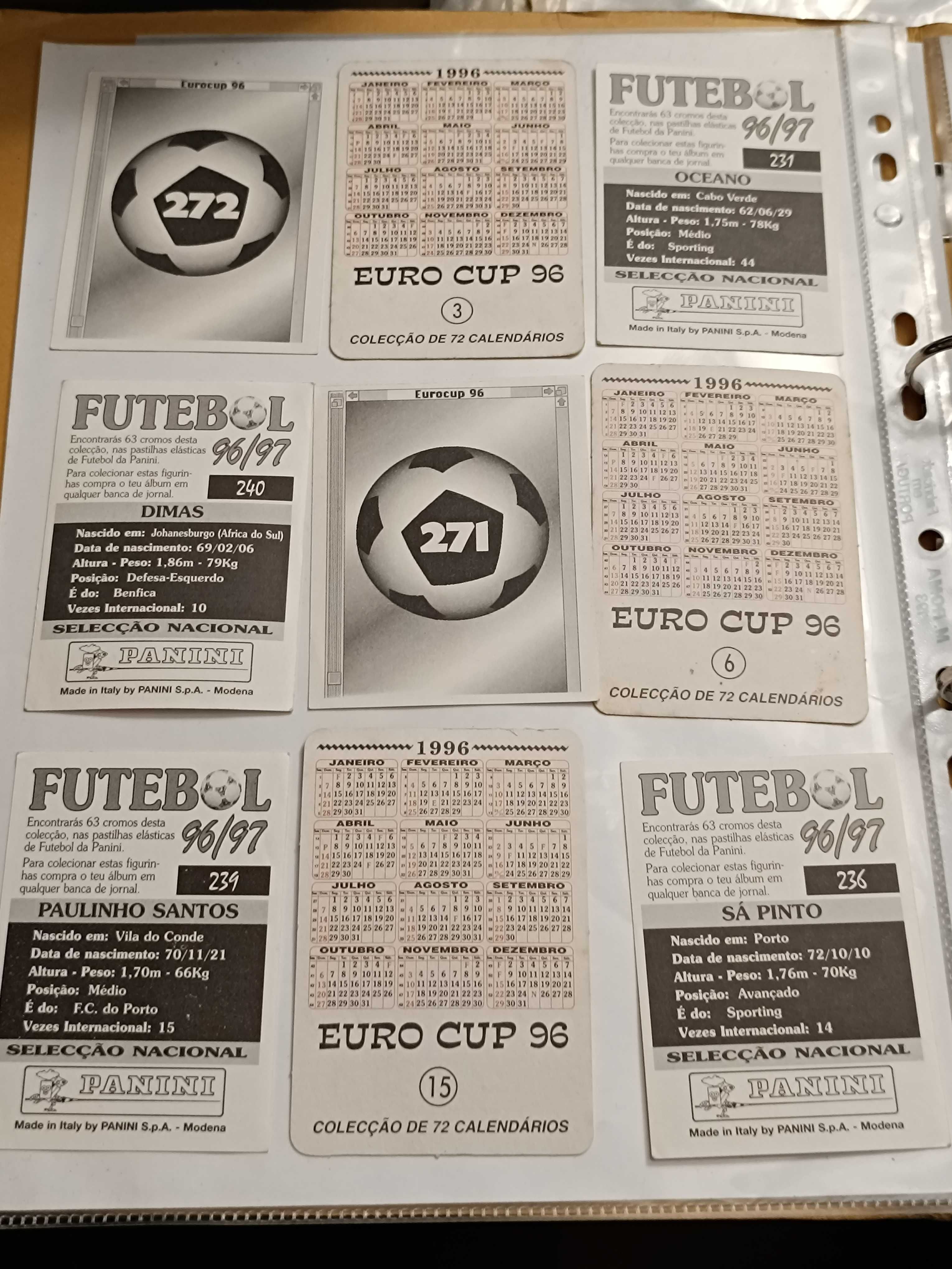 11 Autocolantes e 7 Calendários Eurocup 96