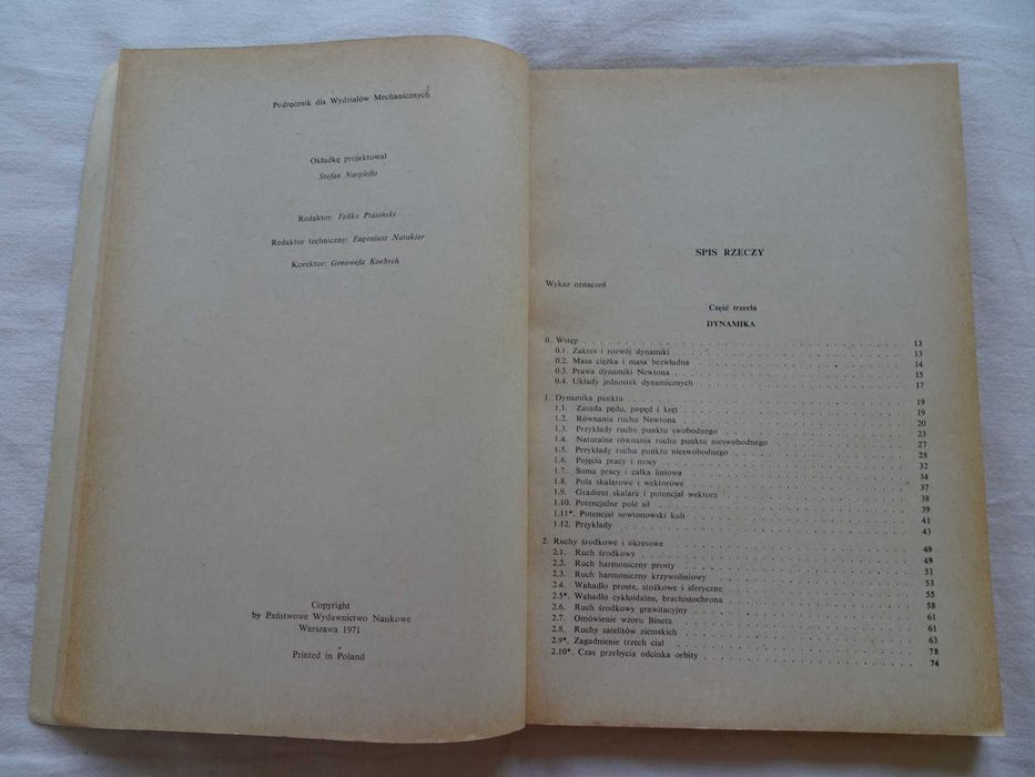 Książka Franciszek Janik Mechanika ogólna tom 2 dynamika politechnika