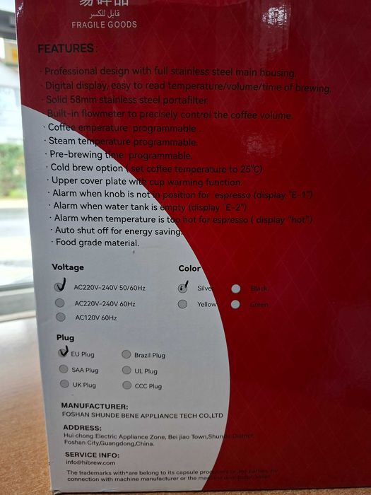 Ekspres ciśnieniowy do kawy HiBREW H10A KOMPLET 20 barów spieniacz