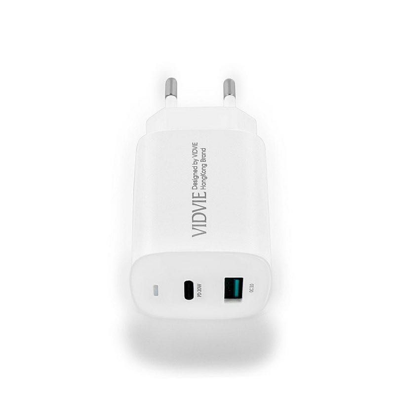 Ładowarka sieciowa VIDVIE PLE248 1xUSB + 1xType C 3A PD 20W biały