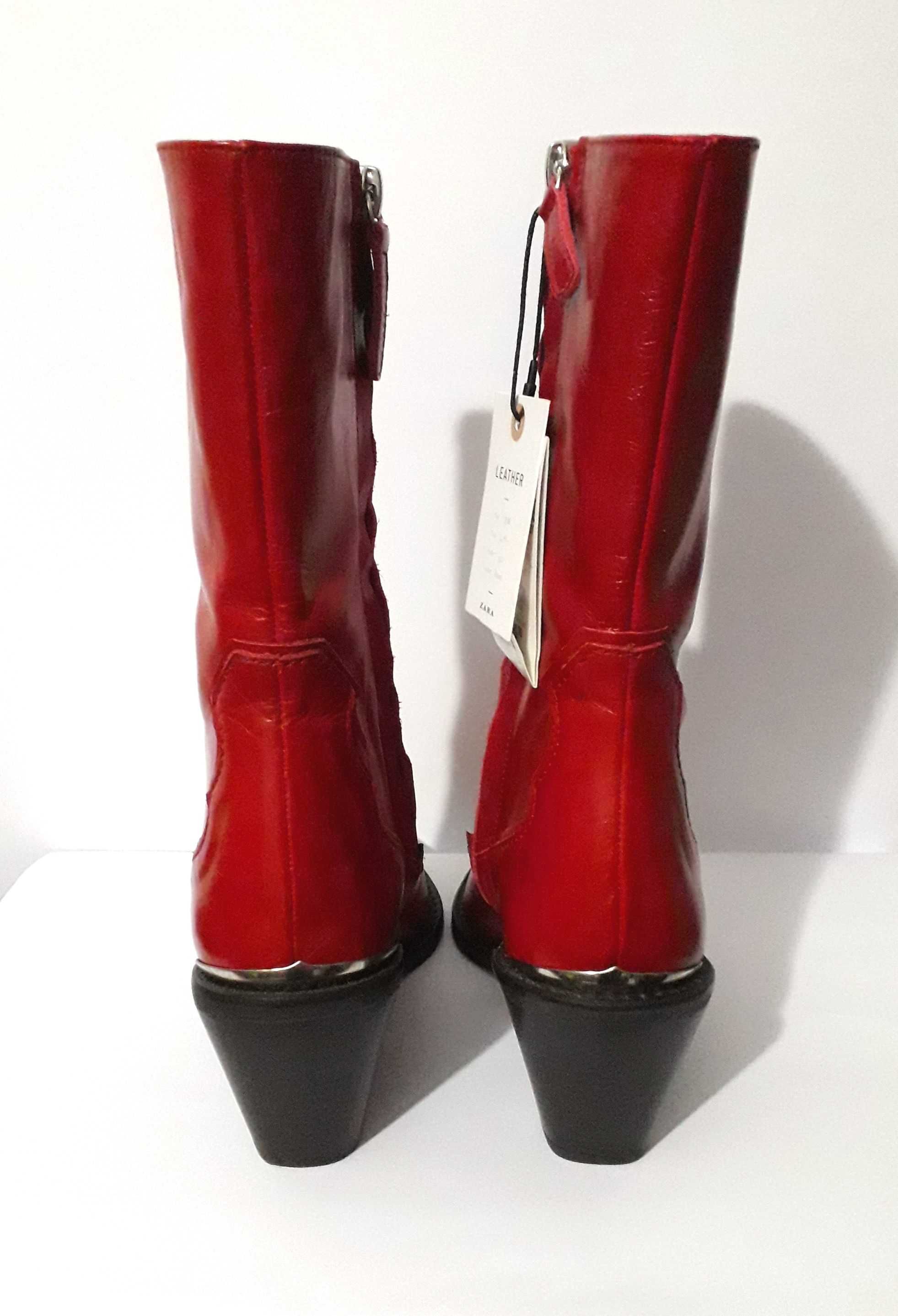 Botas "cowboy" vermelhas da Zara T: 37 Novas c/ etiqueta