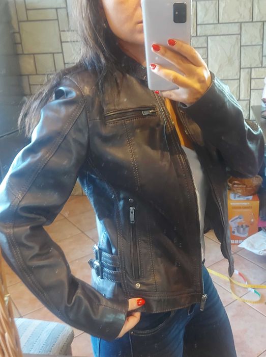 Czekoladowa skórzana kurtka rozm. L