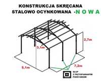 Nowa Konstrukcja OCYNKOWANA Wiata Rolna Garaż 5,1x7,2m Hala Magazyn