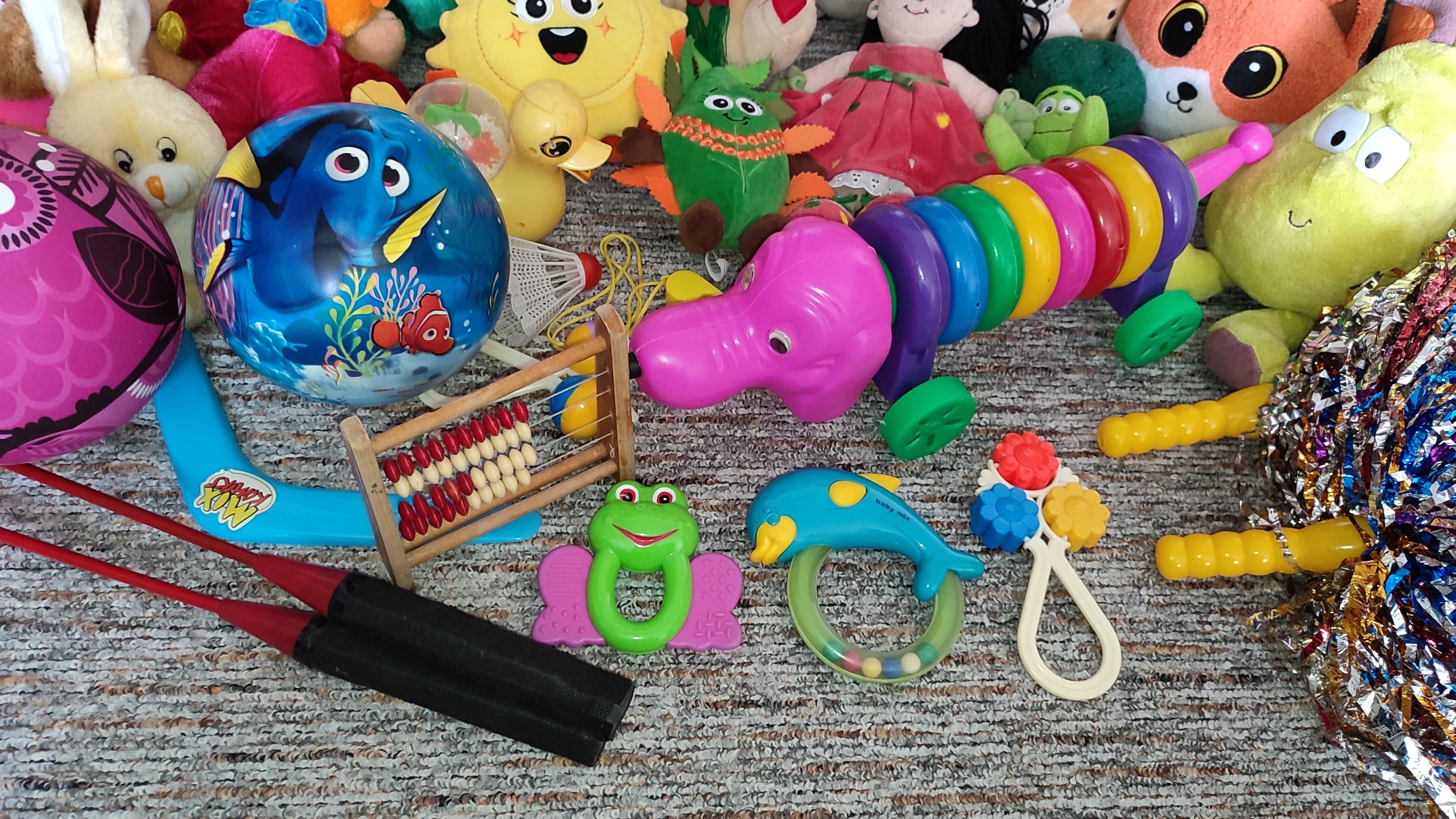Duży zestaw zabawek pluszaków , Mega paka maskotek, grzechotki,pompony