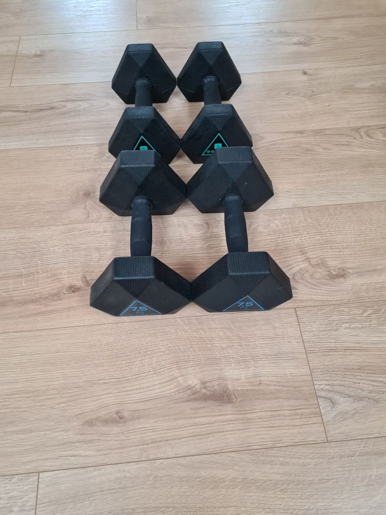 Hantle Corength Decathlon gumowane 2x7,5 kg  2x5kg