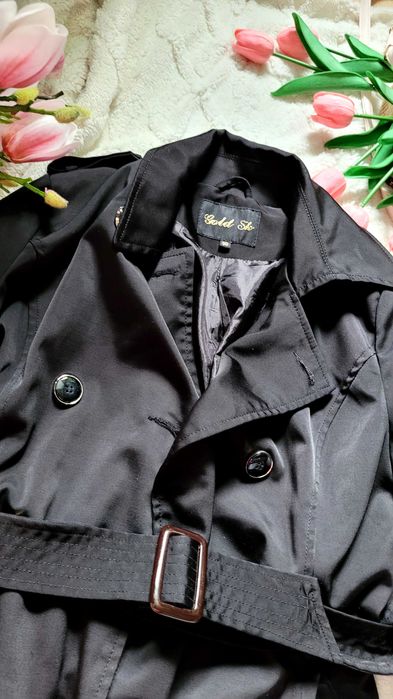 Elegancka czarna wiosenna kurteczka trench  36 S