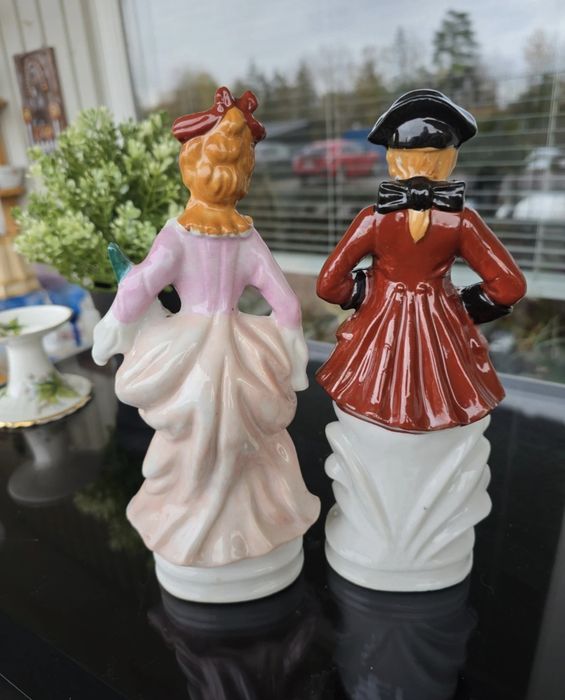 Dwie piękne figurki wiktoriańska para stare Antyk Zabytek Staroć