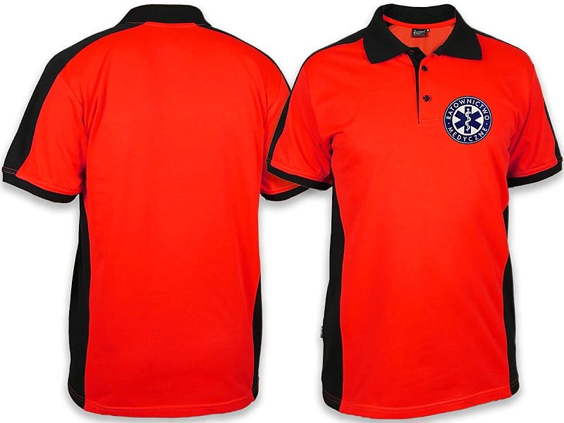 Koszulka Polo FLUO męska RATOWNICTWO MEDYCZNE niebieskie logo (XS)