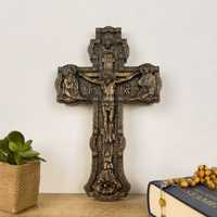 Krzyż na ścianę 30 cm wykonany z litego drewna dębowego