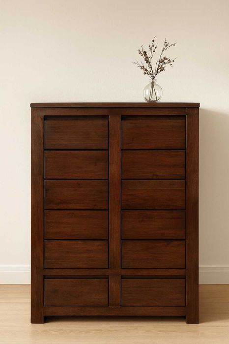 Wysoka komoda drewniana , lite drewno egzotyczne, kredens.