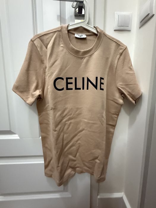 Beżowy jasmobrązowy t-shirt bluzka Celine paris