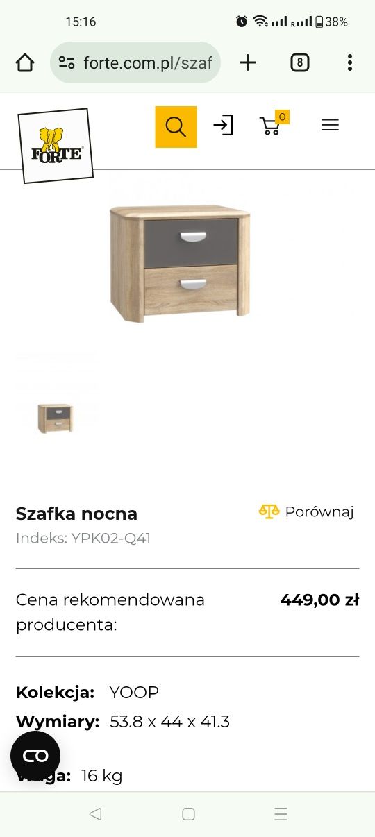 Komoda i szafka nocna FORTE