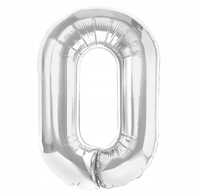 Balon cyfra 0 srebrna rocznica okazja urodziny