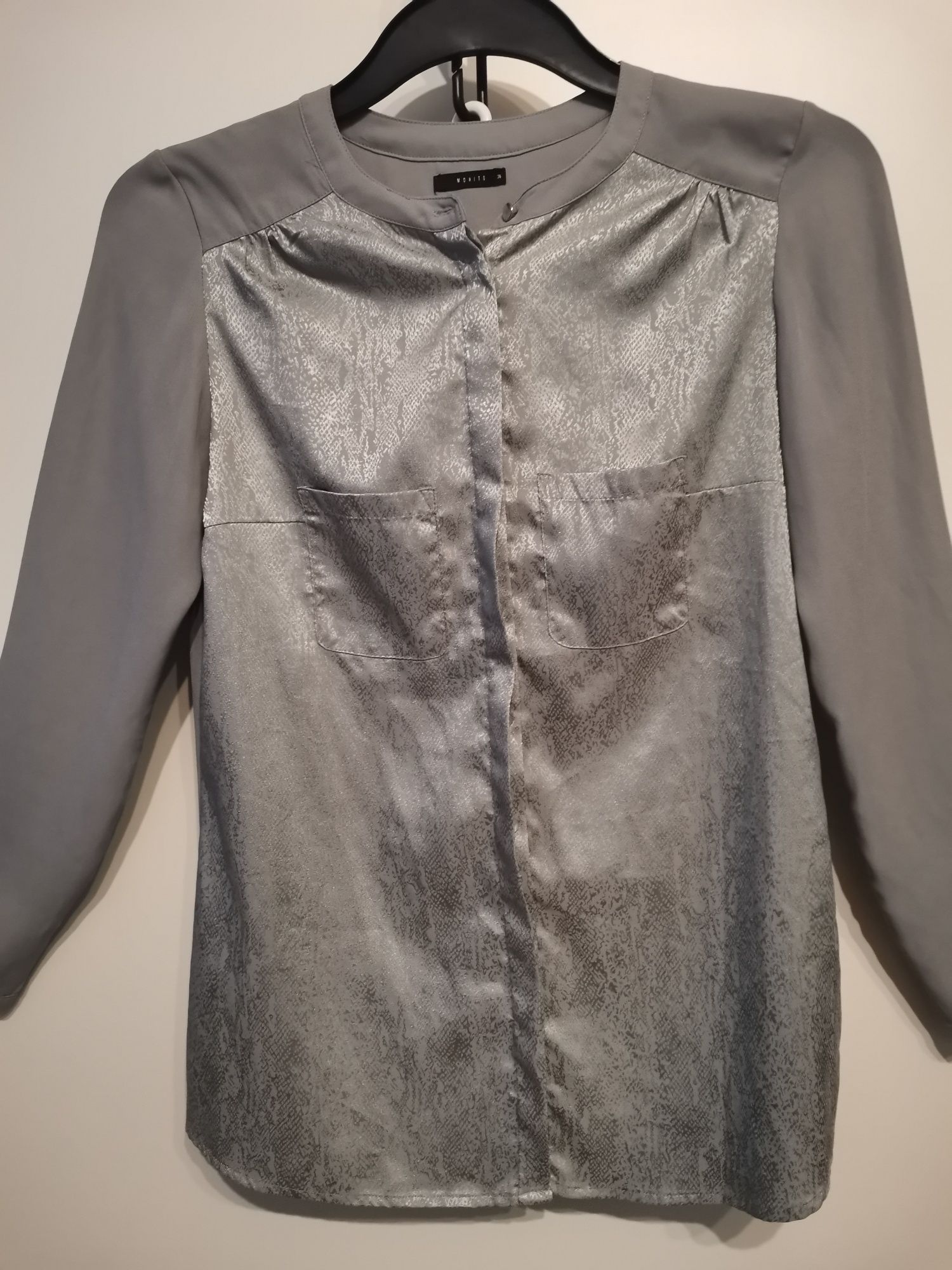 Elegancka bluzka damska Mohito rozm 36, odcienie szarości, praca,biuro