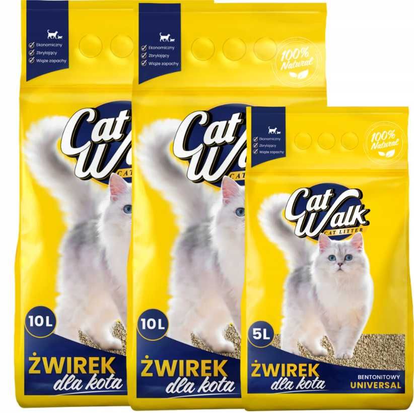 ŻWIREK DLA KOTA Bentonitowy 25L CatWalk Zbrylający Naturalny (-20%)