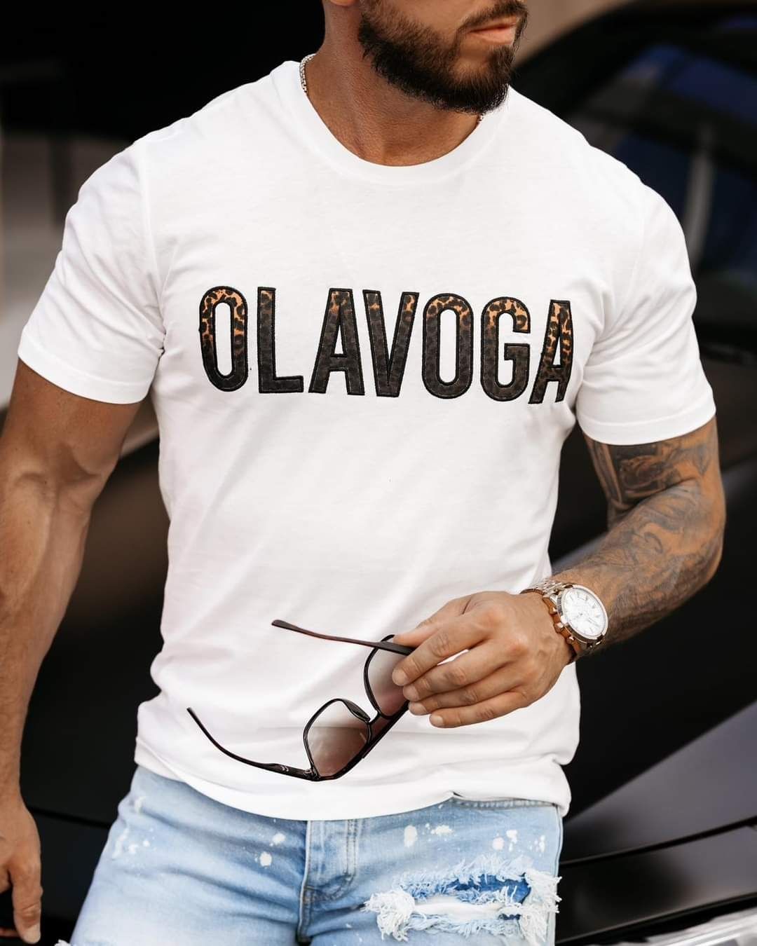 T-shirt męski Olavoga AMR 2023 L XL biały czarny