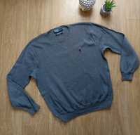Ralph Lauren szary sweterek z bordowym logo M męski