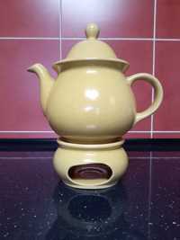 Czajniczek dzbanek z podgrzewaczem na herbatę ceramiczny Boleslawiec