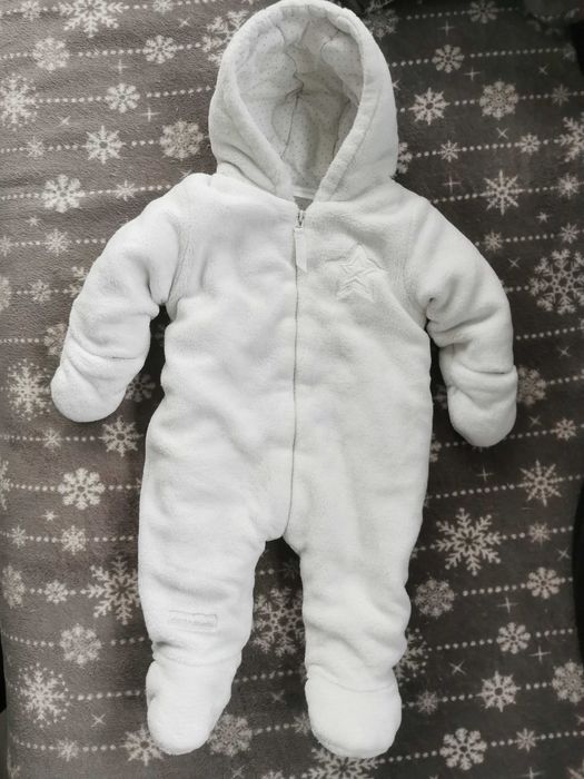 Kombinezon zimowy pajacyk na zimę, ciepły, biały, rozm. 56/62