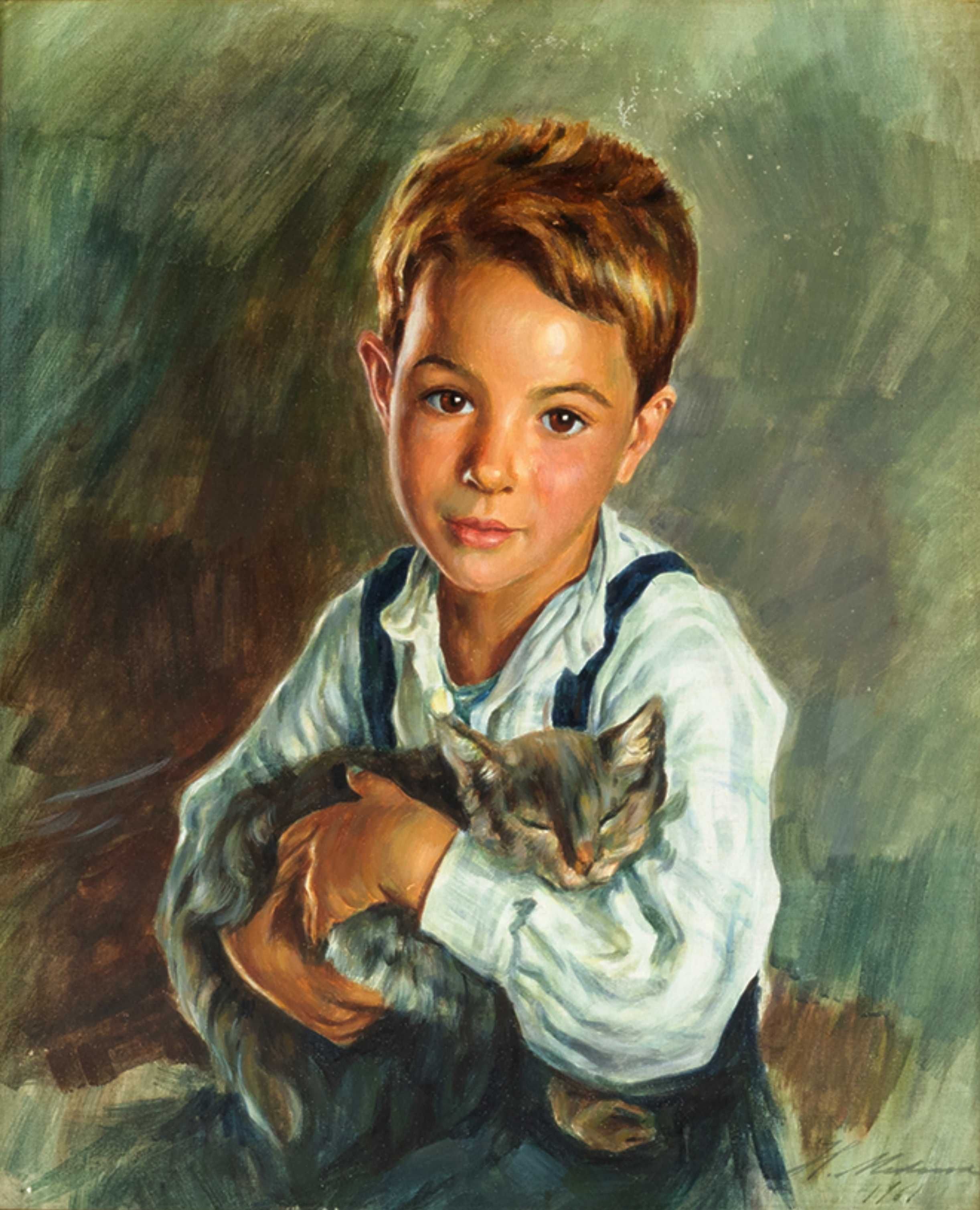 Pintura rapazinho do Gato - Henrique Medina | 1961