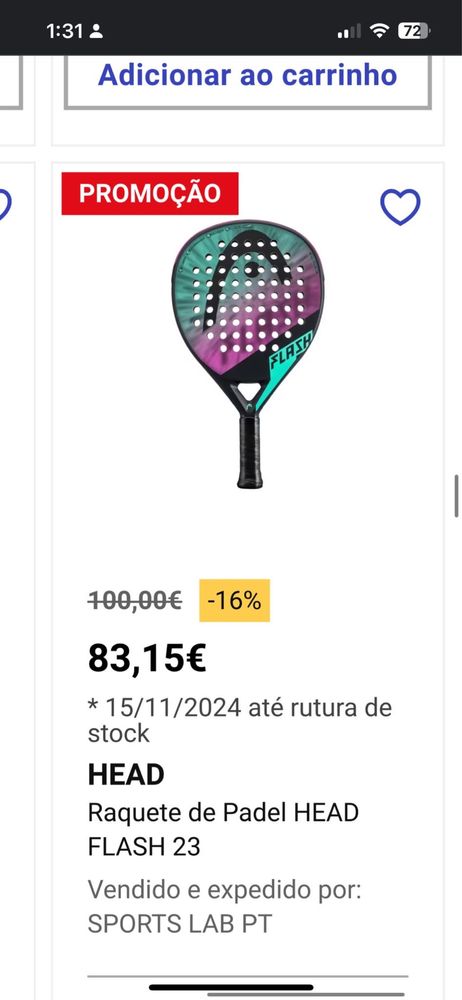 Pala heat padel, como nova excelente estado