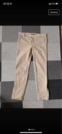 beżowe kremowe eleganckie spodnie z suwakami zara rozmiar 38