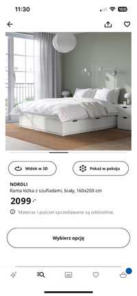 Łóżko z szufladami Ikea Nordli 160x200