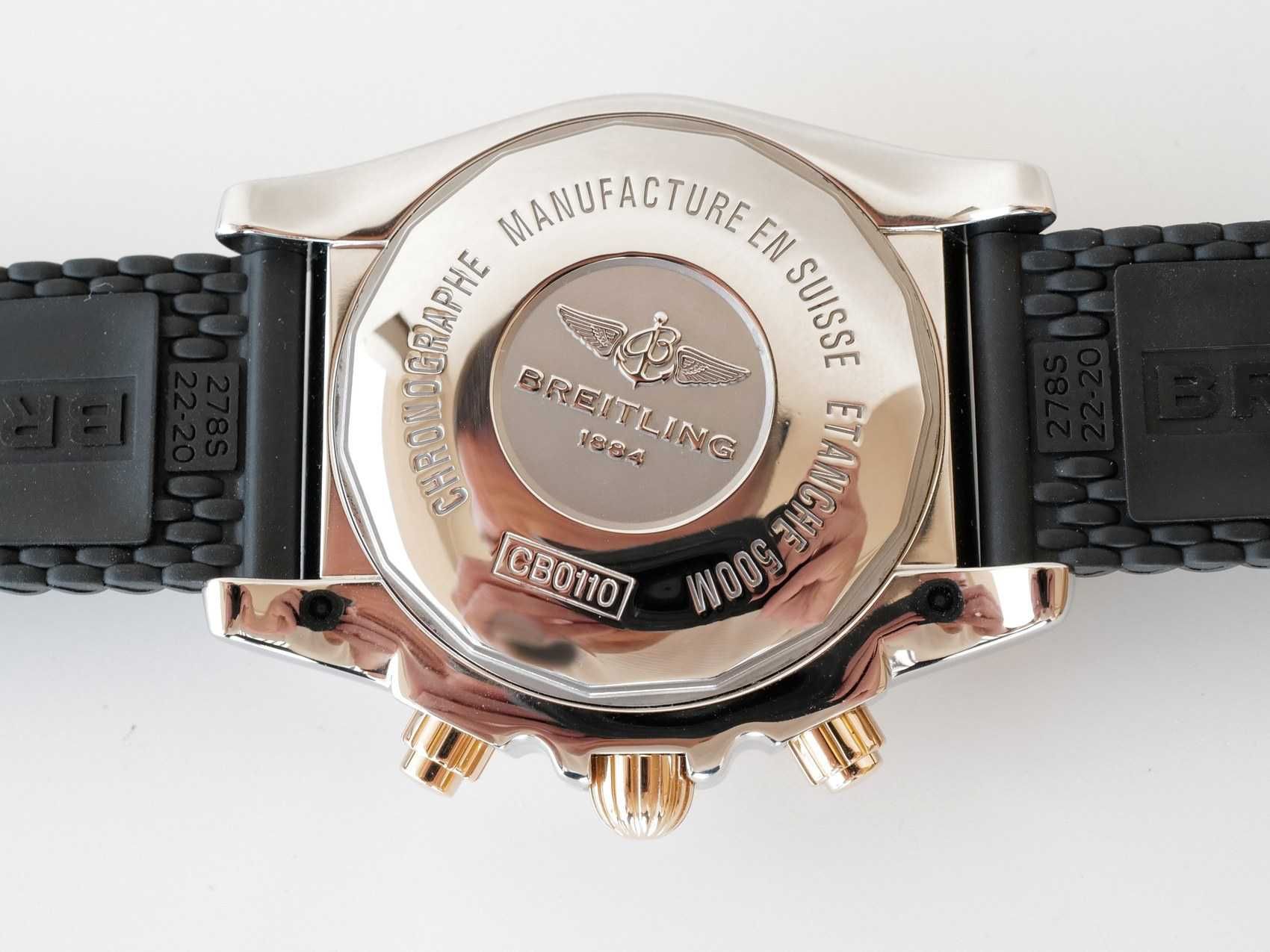 Breitling Chronomat 44 Steel Gold Arabic Numerals Rubber Strap