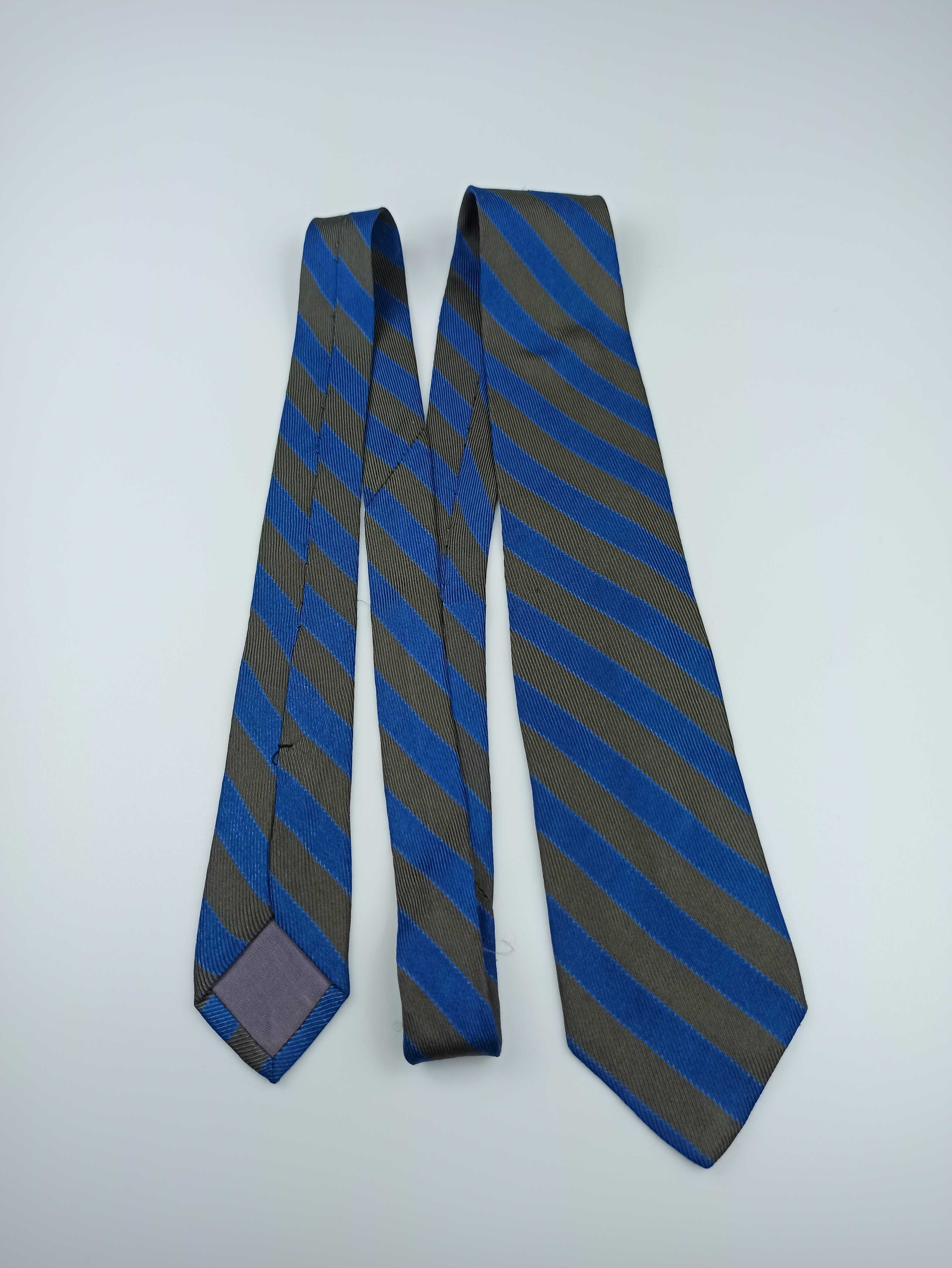 Emporio Armani brązowy jedwabny krawat w paski q13