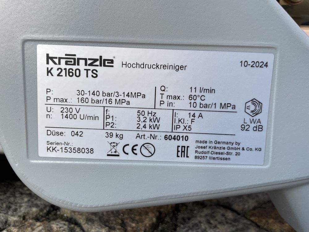 Kranzle 2160 TS myjka ciśnieniowa NOWA !