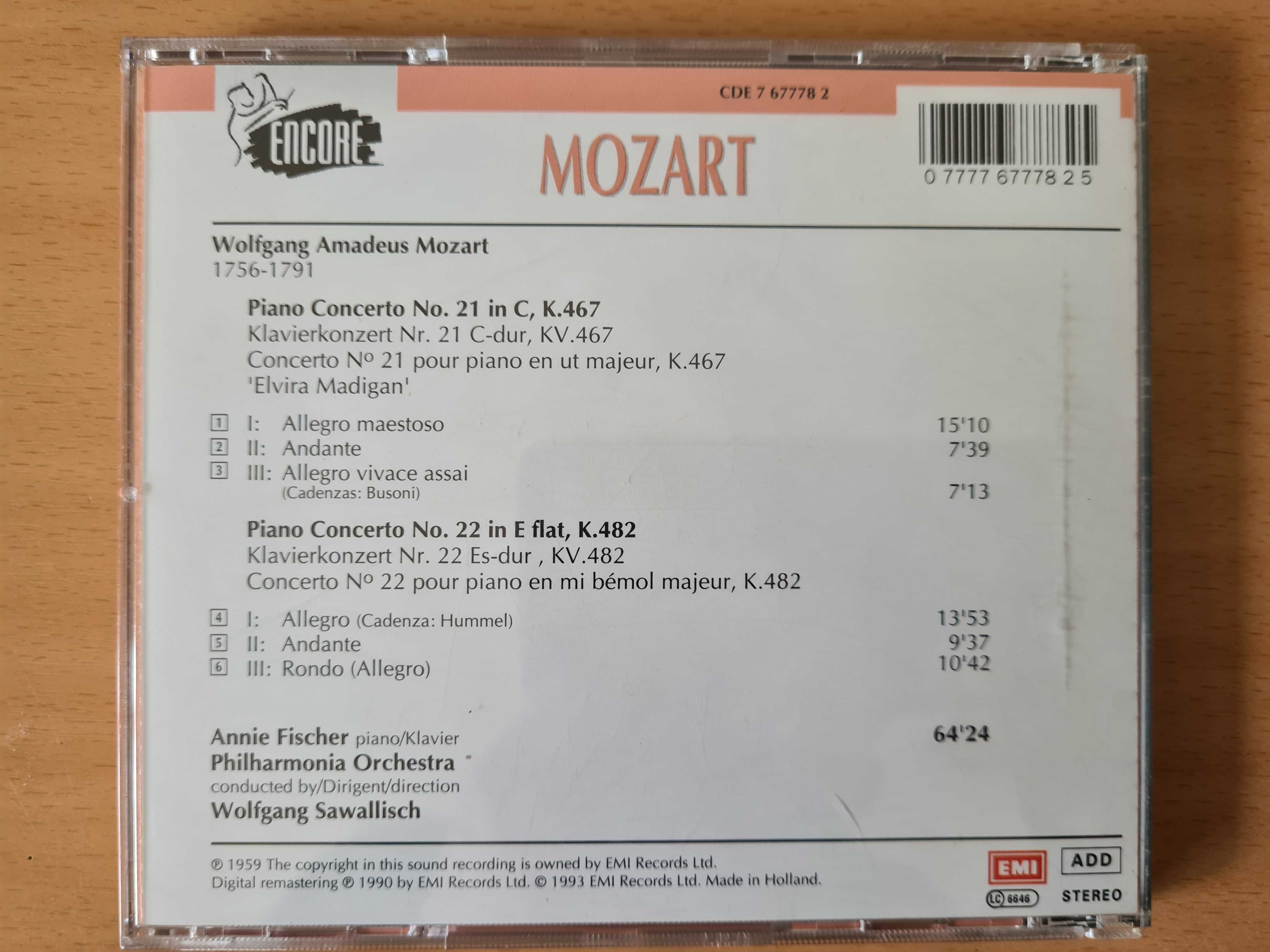 CD audio com os Piano concertos 21 e 22 de Mozart